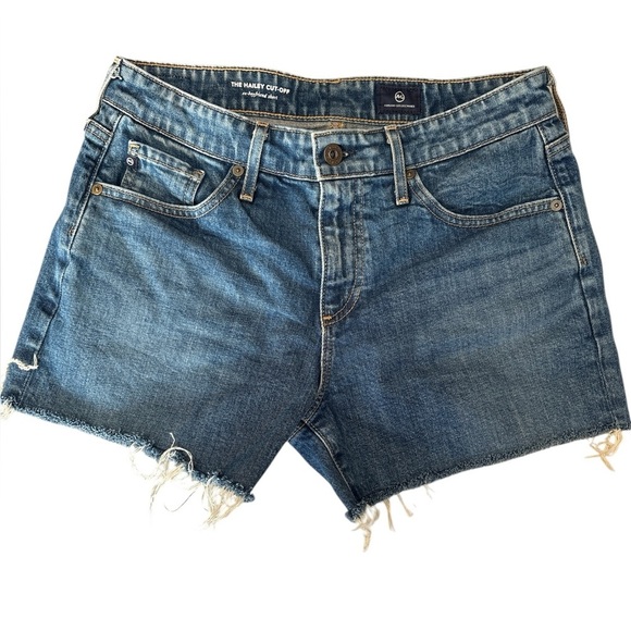 AG Denim Short Hailey Raw Edge Cut-Off Jean Short High Rise Ex-Boyfriend Size 25 - Picture 3 of 12
